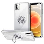 VUNAKE for iPhone 12 Case iPhone 12 Pro Case Cover with Ring Holder Shockproof Bumper Cover Magnetic Car Mount Soft TPU Silicone Transparent Protective Phone Case for iPhone 12/12 Pro 6.1"- Clear