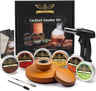 WillsCoo Cocktail Smoker Kit with Torch for Whiskey & Bourbon, Old Fashioned Smoker Set 6 Flavor of Wood Chips Orange/Cinnamon/Ginger/Cherry/Litchi/Hickory Anniversary Birthday for men