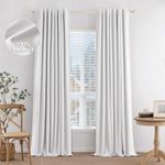 MIULEE 100% Blackout Curtains 96 inches Long Linen Curtains & Drapes for Bedroom Living Room Darkening Full Light Blocking Window Curtain Panels Rod Pocket & Back Tab,White,2 Panels