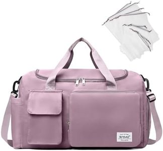 NPBAG Duffel Bag for Women, Sports Gym Bag with Wet Pocket & Shoes Compartment, Lightweight Weekender for Overnight, Travel Carry on Tote, Water Resistant (Plum)