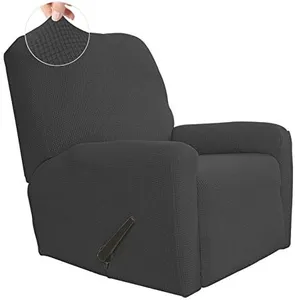 Easy-Going Recliner Stretch Sofa Slipcover Sofa Cover 4-Pieces Furniture Protector Couch Soft with Elastic Bottom, Spandex Jacquard Fabric Small Checks(Recliner,Dark Gray)