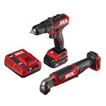 SKIL 2-Tool Combo Kit: PWRCore 12 Brushless 12V 1/2 Inch Cordless Drill Driver and 1/4 Inch Hex Right Angle Impact Driver, with 2.0Ah Lithium Battery and PWRJump Charger - CB743001