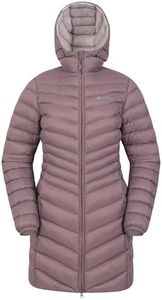 Mountain Warehouse Florence Womens Winter Long Padded Jacket - Water Resistant Rain Coat, Lightweight Ladies Jacket, Warm, 30C Heat Rating - for Outdoors, Walking, Taupe, 4