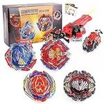 ROUSEWIT Bey Battling Tops Set, 4 Spinning Tops 2 Launchers Burst Toy Game, Combat Battling Game Gift for Age 6+ Boy