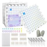 LAMXD Blocking Mats for Knitting - Extra Thick Blocking Boards with Grids with 8PCS Knitting Blocking Pins,100 T-pins and 50 Stitch Marker for Needlework or Crochet - Pack of 9