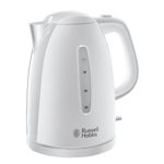Russell Hobbs Textures Electric 1.7L Cordless Kettle (Fast Boil 3KW, White premium plastic, matt & high gloss finish, Removable washable anti-scale filter, Push to open lid, Perfect pour spout) 21270