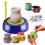 RENARSH Kids Pottery Wheel Kit - Battery Operated Pottery Wheel & Painting Kit for Beginners with Modeling Clay, Sculpting Clay & Tools