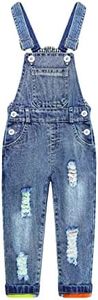 KIDSCOOL SPACE Boy Girl Cute Overalls,Fashion Washed Denim Jumpsuit,Blue,3-4 Years