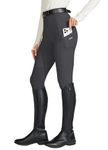 Willit Women's Riding Tights Knee-Patch Breeches Equestrian Horse Riding Pants Schooling Tights Zipper Pockets Gray M