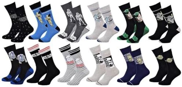 Disney Socks And Underwear - Men's Star Wars Cotton Socks -Assorted Photo Models Depending on Arrivals - Multicoloured, Pack of 12 Pairs, 40-46