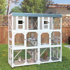 Catio Outdoor Cat Enclosure with Weatherproof Tarp Roof, Large Window, Multi-Platform Walk-in Cat House for Indoor/Outdoor Use Double (Catio Double)