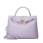 Sumrains Woven Bag for Women Crossbody Handbag: Vegan Leather Small Tote Purse - Trendy Shoulder Handbags and Purses - Bowknot Satchel, Purple, Medium