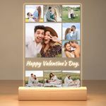 Personalised Valentines Gifts for Her and Him, Personalised Photo Frames with Photos, Customised Picture Frames Acrylic Plaque with Night Light, Personalised Gifts for Women and Men