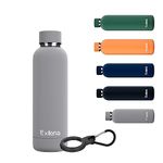 Exllena Insulated Water Bottles 500ml with Clip, Double Wall Vacuum Drinks Bottle Keeps Drinks Cold 24 Hrs/Hot 12 Hrs, Stainless Steel Water Bottle BPA Free (Grey)