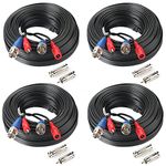 SHD 4Pack 50Feet BNC Vedio Power Cable Pre-Made Al-in-One Camera Video BNC Cable Wire Cord for Surveillance CCTV Security System with Connectors(BNC Female and BNC to RCA)