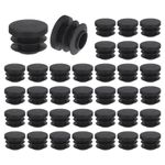 uxcell 36 Pcs Round Plastic Plug, Black Tubing End Cap Plugs, 19mm(0.75 Inch) Furniture Leg Pipe Insert, Glide Protection for Chair, Sofa, Table, Shelf