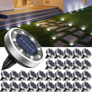 btfarm 30 Pack Solar Lights Outdoor Waterproof, 8 LED Solar Ground Lights