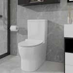 Robanmoa Modern Close Coupled Toilet Back to Wall Comfort Elongated Bathroom Toilets White Ceramic WC Pan Soft Close Seat & Dual Flush Cistern Oval Style Toilet WC