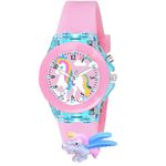 ON TIME OCTUS Silicone Kids Analouge Multi-Color Light Cute 3D Cartoon Character Girls Watch (Multicolour Dial & Pink Colored Strap)