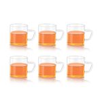 Borosil Vision 6 Pcs Tea n Coffee Borosillicate Glass 190 ml Classic Mug Set | Microwave Safe, Scratch Resistance, Lightweight | for Chai, Green Tea, Milk | Transparent