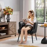 Yaheetech Modern Tub Chair, Upholstered PU Leather Armchair, Button Tufted Accent Chair with Comfy Seat Cushion and Metal Legs for Living Room Bedroom, Black