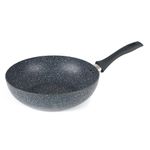 Russell Hobbs Nightfall Stone Wok - 28cm Stir-Fry Pan, Non-Stick Coating, Aluminium Deep Frying Pan, Soft-Touch Handle, Suitable for All Cooking Hobs Including Induction, Use Little or No Oil