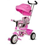 Baybee Mario 2 in 1 Baby Tricycle for Kids, Smart Kids Tricycle with Parental Push Handle, 360° Rotatable Seat, Canopy & Rubber Wheels | Kids Cycle Trikes | Baby Cycle for Kids 1.5 to 5 (Pink)