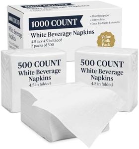 Finetouch Beverage Napkins – 1000 Count Disposable 1-Ply White Cocktail Napkins for Parties, Bars, & Catering Events