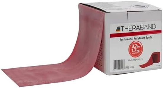 TheraBand Resistance Bands, 45.5m Roll Professional Latex Elastic Band For Upper & Lower Body & Core Exercise, Physical Therapy, Pilates, At-Home Workouts, & Rehab, Red, Medium, Beginner Level 3