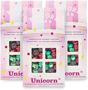 Popcorn Shed 3 x Unicorn Gourmet Popcorn, Gift Box, Multicoloured Candy Floss Caramel Popcorn, Natural and Gluten Free Movie Night Snack, 3 x 80 g