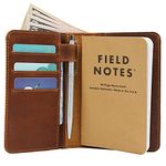 Leather Field Notes Wallet Cover for memo – Pocket Sized Notebook, fits 3.5” x 5.5” notebooks, Separate Pocket for Cash, Real top Grain Leather, Multiple Pockets for Extra functionality and Pen Loop