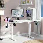 ARTIKEL Artidesk Eco Electric Height Adjustable Table for Office Work & Home-Sit Stand Gaming Desk 80kg Load, Cup Holder, 2 Hooks,Cable Organizer 2Split Tabletop (White, 120x60 CM)