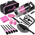 vioview 14Pcs Car Cleaning Kit, Pink Car Detailing Kit with High Power Car Vacuum Cleaner, Cleaning Gel, Detailing Brush Set, Coral Fleece Towel, Duster, Car Cleaning Supplies for Deep Cleaning