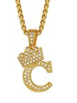 Initial C Necklace for Men Women 18K Gold Plated Ice Out Pendant with 22 Inch Chain Fashion Letter Everyday Jewelry