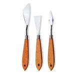 Grandink 1 Set 3pcs Metal Spatula Stainless Spatula Oil Painting Acrylic Painting Spatula Stainless Steel Scraper Art Painting Tool Accessories Palette Mix Blade Bamboo