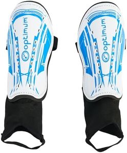 Optimum Velocidade Ankle Protect Shinguards - Strap Closure Hockey Shin Pads - Shin Protection Guard - Perfect Ankle Guard for Soccer, and Football - White/Blue, Medium