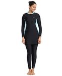 Speedo Women's Endurance Two Piece Full Body Suit Swimwear - Black & Marineblue