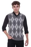 GODFREY Mens Winter Woolen V-Neck Half Sleeveless Man Sweater Size L Large, Grey