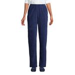 Lands' End Women's Sport Knit High Rise Corduroy Elastic Waist Pants, Deep Sea Navy, X-Large Petite