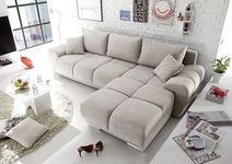 ChillMe Corner Sofa Bed 'DALLAS' - with storage and FREE assembly (Right, Cream)