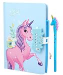 SHREE TECHNESH® Unicorn Designer Secret Password Lock Diary for Girls with Unicorn Gel Pen (20 * 14.5 * 2 cm) (Blue)