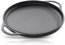 COOKLIFE 12 Inch Smooth & Light Cast Iron Griddle with Cleaning Kit- Pre-Seasoned Cast Iron Pizza Pan - Easy to Clean Polished Cast Iron Pan Use in the Oven, on the Stove or Grill, Over a Campfire