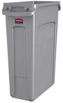 Rubbermaid Commercial Slim Jim Receptacle with Venting Channels, Rectangular, Plastic, 23 Gallons, Gray (354060GY)