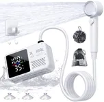 IGRL Camping Shower - 7800mAh Rechargeable Portable Shower Pump with Bath Sponge, 4 Spray Modes, IPX8 Waterproof, Ideal for Outdoor Camping, Travel, Car Washing, Pet Bathing, and Watering Plants
