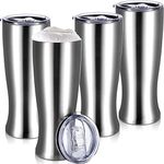 Geetery 4 Pcs Stainless Steel Beer Tumbler for Men 20oz Double Wall Beer Cup Insulated Beer Mug Vacuum Beer Mug Gifts for Christmas for Coffee Hot or Cold Beverages Travel Drinking(Silver)