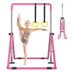 DOBESTS Gymnastics Bar, Kids Folding Horizontal Bar, Adjustable Height Gymnastic Horizontal Bars, Junior Gymnastic Training Equipment for Home Gym Indoor Garden Outdoor