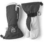 Hestra Unisxe Army Leather Heli Ski Glove, 3-Finger Snow Glove for Skiing & Snowboarding for Men & Women - Grey - 9