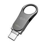 Silicon Power 128GB USB-C Type C USB 3.0/3.1 Gen 1 Dual Flash Drive, Mobile C80 Compatible with Samsung Galaxy, Google Pixel