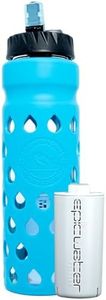 Epic Escape Glass Filtered Water Bottle | 32oz | American Made Filter Removes Chemicals, Lead, PFOA, PFOS, Chromium 6, VOCs, Giardia, Cryptosporidium & 99.99% of Tap Water Contaminants (Blue)