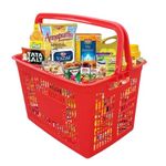 Singhal Super Market Grocery Vegetable Portable Plastic Shopping Rectangular Basket With Handle (Red)